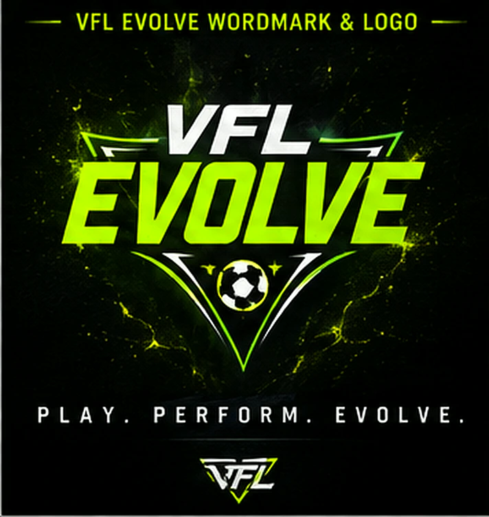VFL Evolve logo with the words Play. Perform. Evolve.